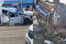 Collage photo of an accident along the Nairobi-Nakuru highway.